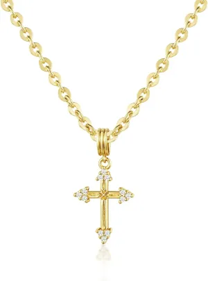 KissYan Layered Cross Necklace for Women, 14K Gold Plated Cubic Zirconia Pendant Necklaces Cross Faith Necklaces, Gold Cross Choker Trendy Jewelry Gifts for Women