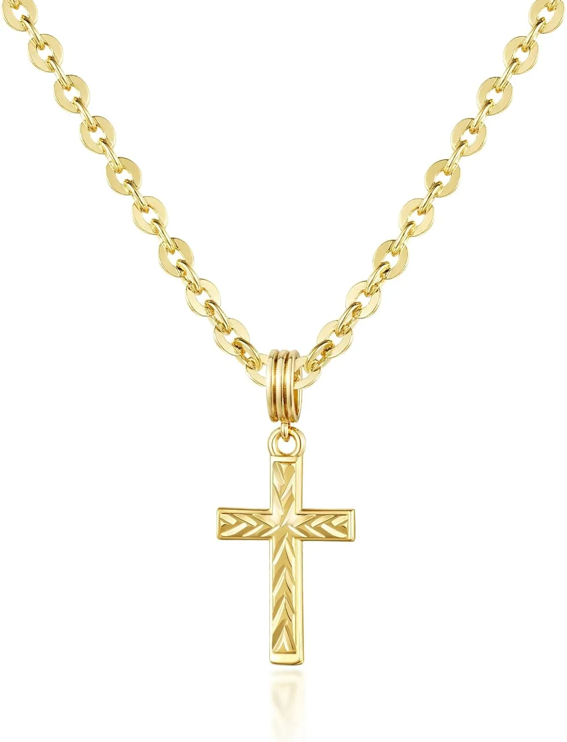 KissYan Layered Cross Necklace for Women, 14K Gold Plated Cubic Zirconia Pendant Necklaces Cross Faith Necklaces, Gold Cross Choker Trendy Jewelry Gifts for Women