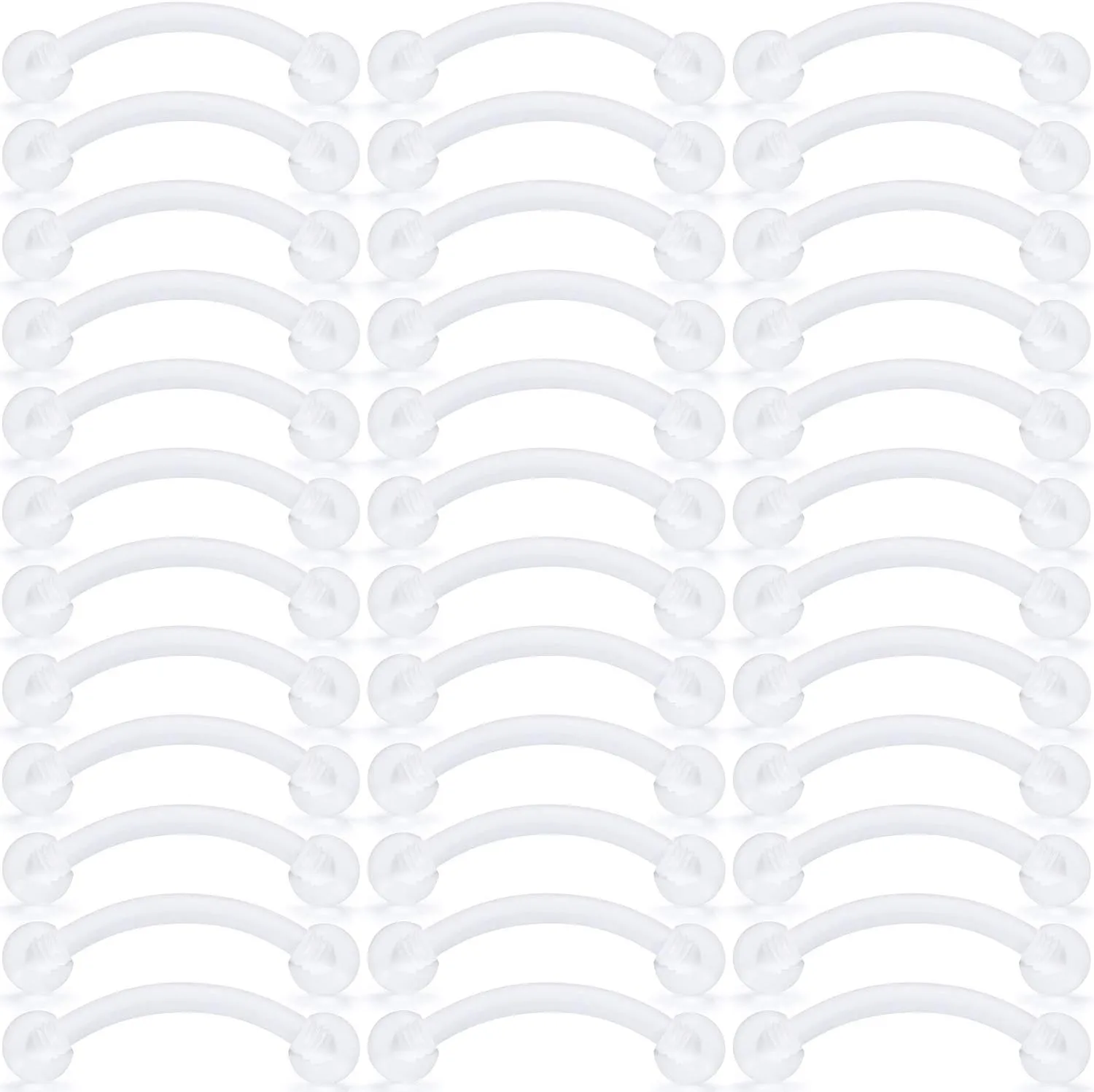 Kridzisw 16G Clear Plastic Curved Barbells Eyebrow Ring Snake Eyes Tongue Rings Acrylic Bioflex Cartilage Helix Tragus Earrings Nipple Belly Lip Ring Piercing Retainer Length 6mm 8mm 10mm 12mm 36pcs