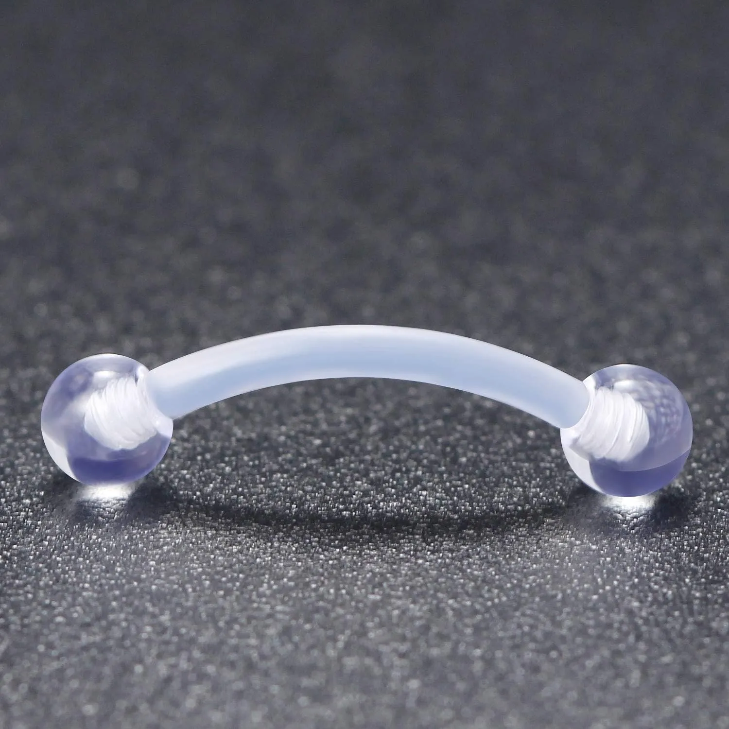 Kridzisw 16G Clear Plastic Curved Barbells Eyebrow Ring Snake Eyes Tongue Rings Acrylic Bioflex Cartilage Helix Tragus Earrings Nipple Belly Lip Ring Piercing Retainer Length 6mm 8mm 10mm 12mm 36pcs