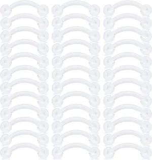 Kridzisw 16G Clear Plastic Curved Barbells Eyebrow Ring Snake Eyes Tongue Rings Acrylic Bioflex Cartilage Helix Tragus Earrings Nipple Belly Lip Ring Piercing Retainer Length 6mm 8mm 10mm 12mm 36pcs