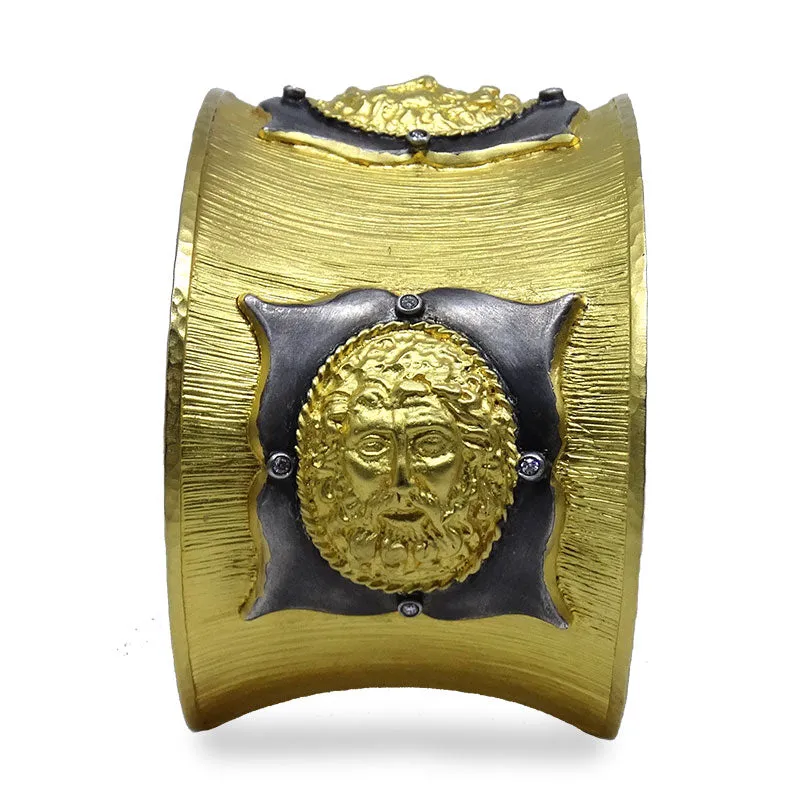 Kurtulan 3 Faces Cuff Satin Gold and Silver Cuff