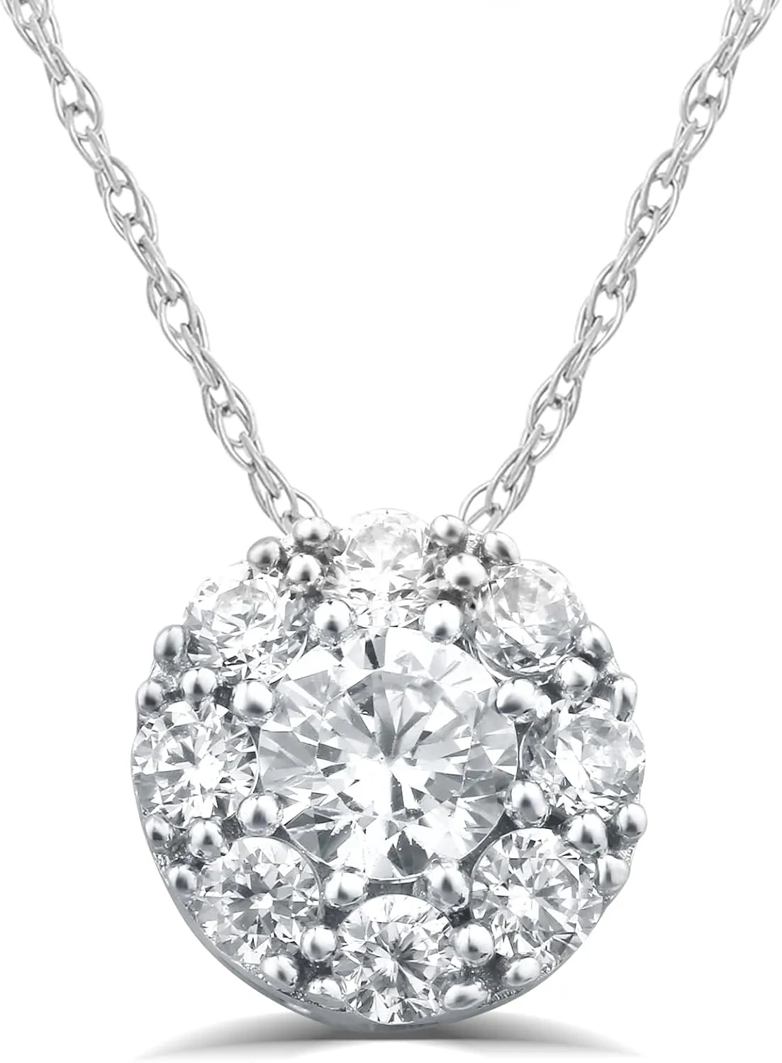 La Joya 1/2-1 Carat Lab Grown Diamond Pendant Necklace for Women | 925 Sterling Silver Diamond Halo Necklace | Includes Silver Chain | Sparkling GH VS/SI Diamond Pendant