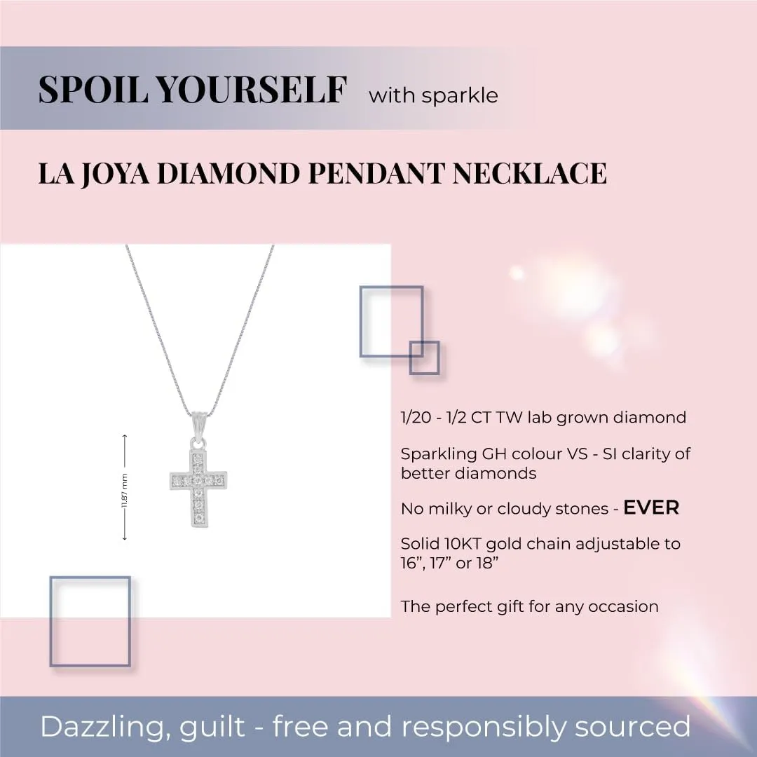 Lab Grown Diamond Cross Necklace For Women | GH Color VS/SI Clarity 1/20-1 CT. TW. Diamond Pendant Necklace in 925 Sterling Silver | Various Designs to Choose From