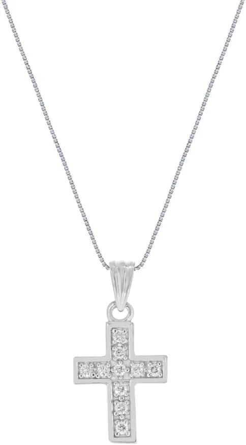 Lab Grown Diamond Cross Necklace For Women | GH Color VS/SI Clarity 1/20-1 CT. TW. Diamond Pendant Necklace in 925 Sterling Silver | Various Designs to Choose From