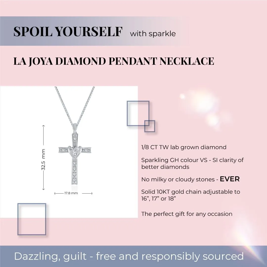 Lab Grown Diamond Cross Necklace For Women | GH Color VS/SI Clarity 1/20-1 CT. TW. Diamond Pendant Necklace in 925 Sterling Silver | Various Designs to Choose From