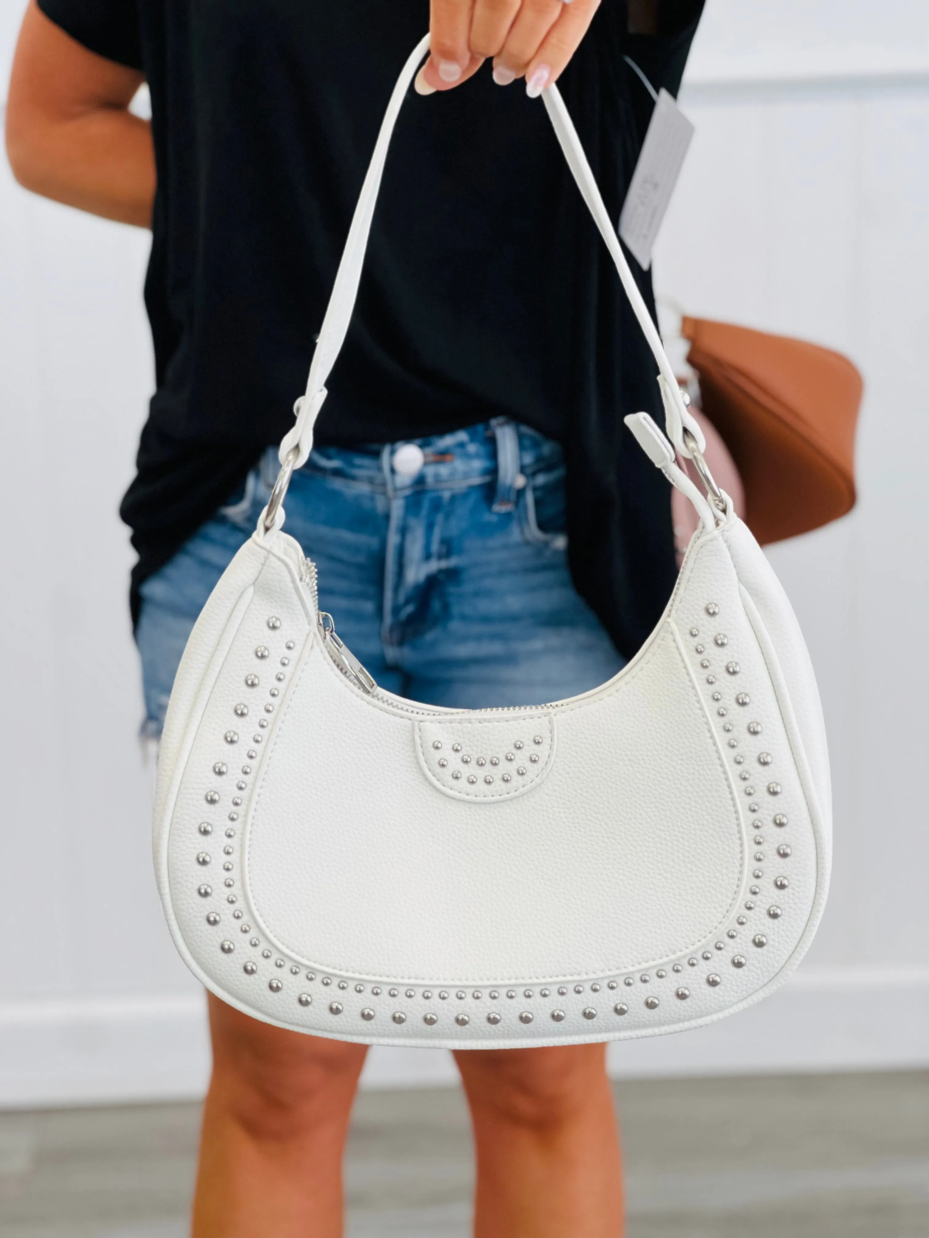 Larissa Silver Studded Crescent Bag (5 colors)