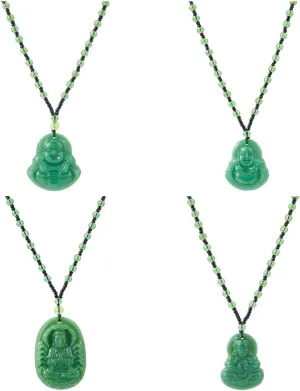Laughing Buddha Pendant Necklaces Guan Yin Necklace Talisman Amulet Protection Necklace Feng Shui Bead Chain Glass Necklace Booda Necklace Lucky Necklace for Men Women