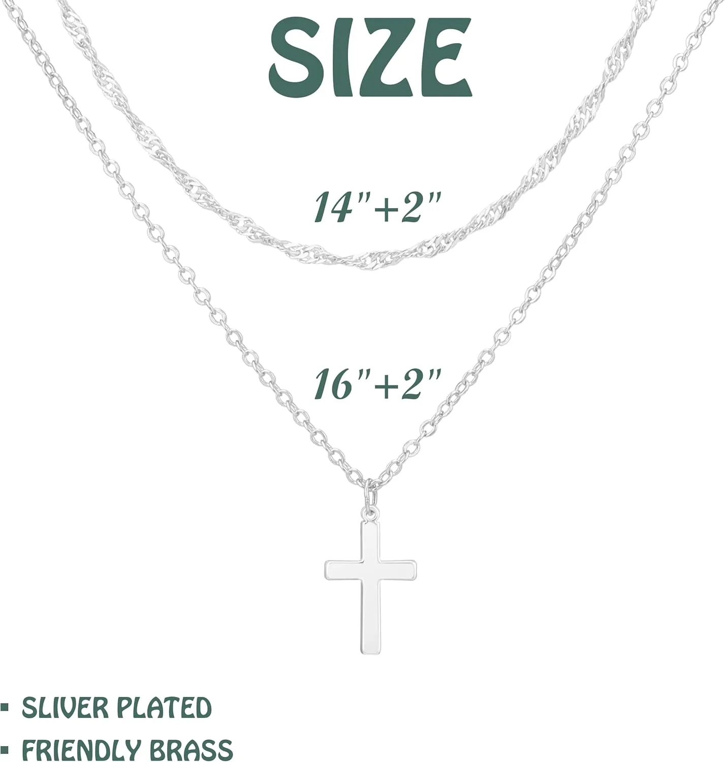 Layered Cross Necklace for Women,14K Gold Plated/Sterling Silver Plated Choker Necklaces for Women Stack Simple Cross Pendant Necklaces Jewelry for Women Trendy