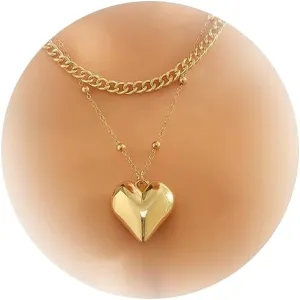 Layers Gold Heart Necklaces for Women Retro Key Bow Pendant Necklace Rhinestones Love Pendant Necklaces Valentine Jewelry Gift