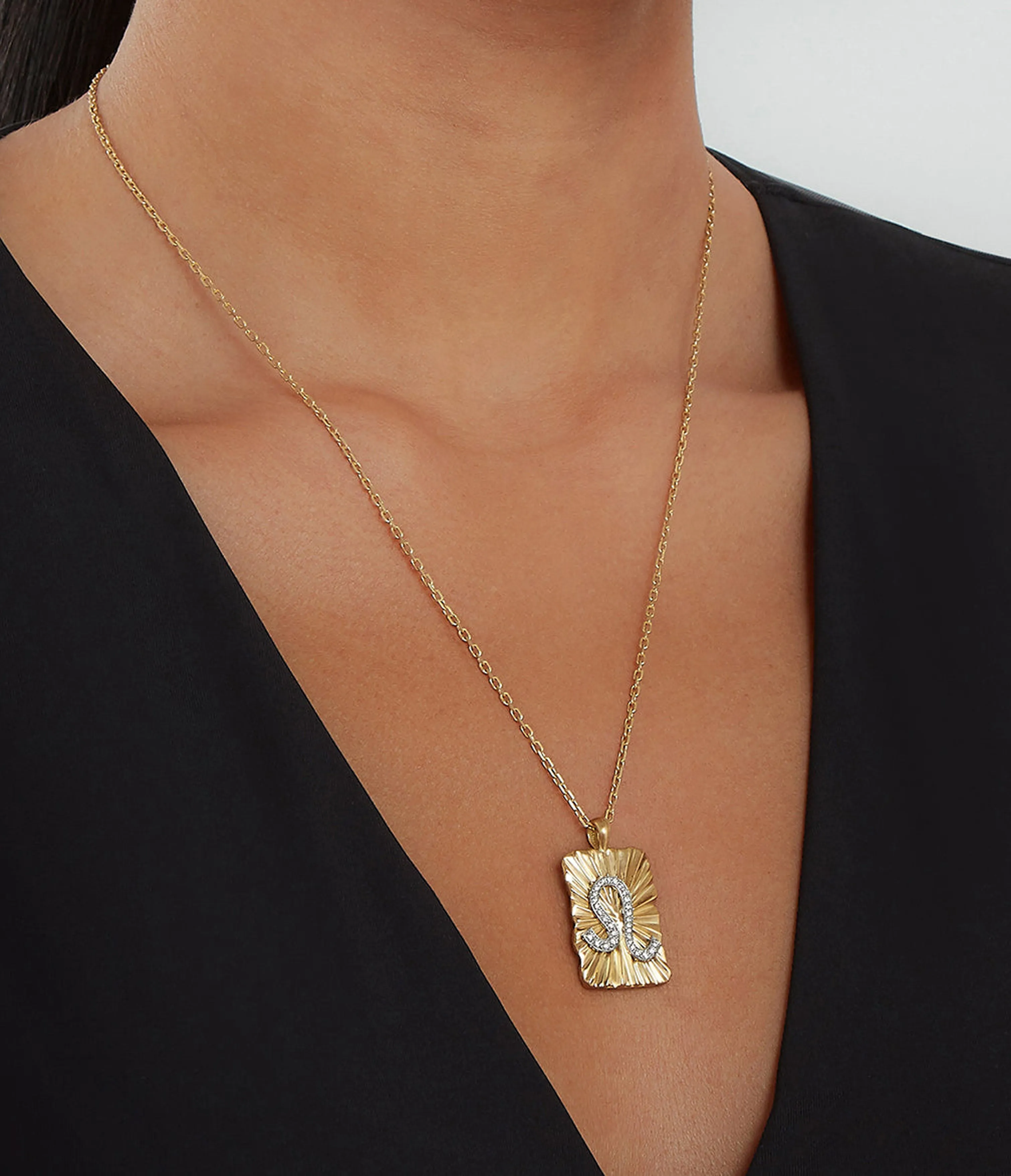 Leo Zodiac Pendant Necklace, Diamonds