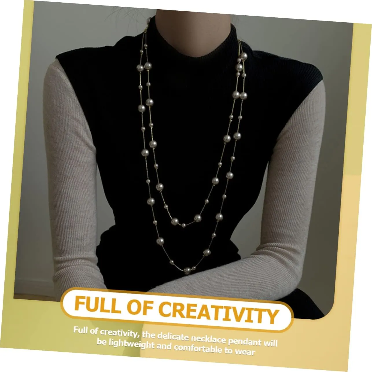LIFKOME Pearl Double Necklace Pearl Necklace Necklaces Pearls Necklace Double Layer Neck Chains Vintage Jewelry