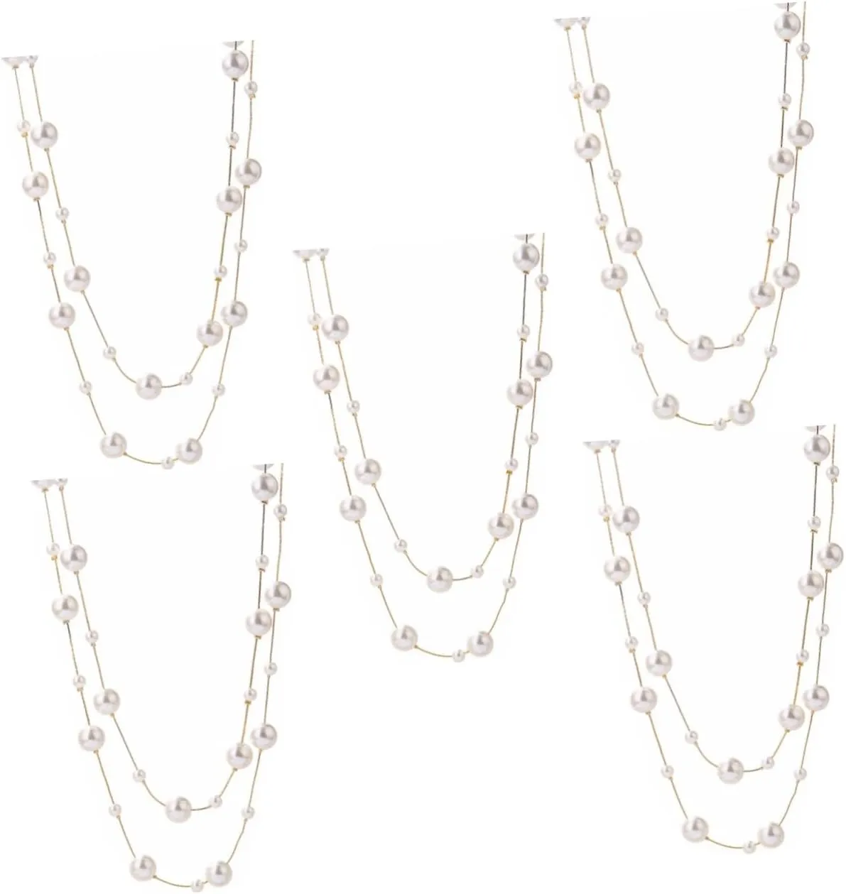 LIFKOME Pearl Double Necklace Pearl Necklace Necklaces Pearls Necklace Double Layer Neck Chains Vintage Jewelry