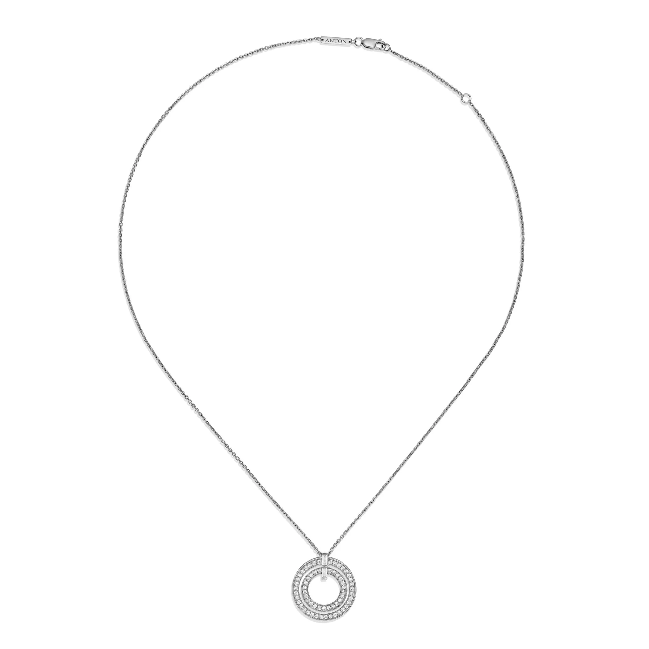 Lighthouse® Double Diamond Pendant Necklace | White Gold
