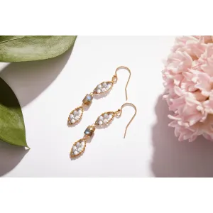 Lilac Earrings 4763 with Blue Lace Agates, Zircons, and Labradorite by Michelle Pressler Jewelry