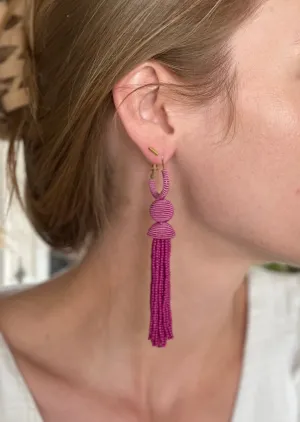Long Beaded Pink Earrings