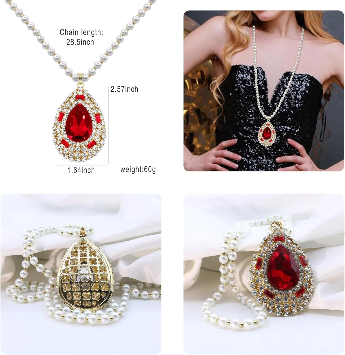 Long Crystal Flower Pearl Pendant Necklace for Women Rhinestone Sunflower Tulip Necklaces Pearl Beaded Necklaces Gold Silver Sweater Statement Necklace Fashion Jewelry for Women