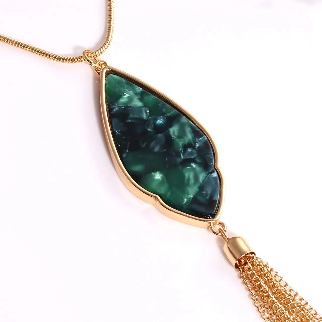 Long Necklaces For Women Statement Arrowhead Acrylic Pendant Necklaces Boho Tassel Y Necklace Fashion Jewelry