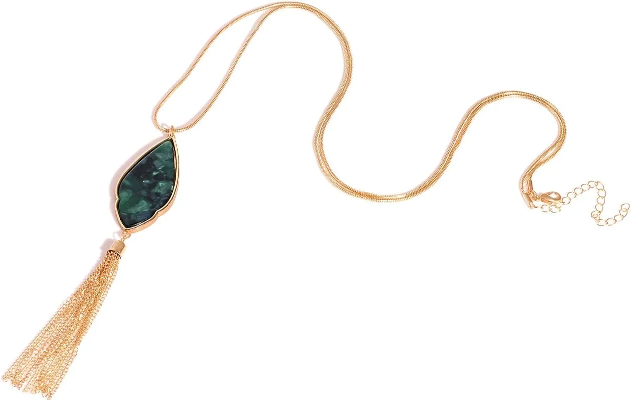 Long Necklaces For Women Statement Arrowhead Acrylic Pendant Necklaces Boho Tassel Y Necklace Fashion Jewelry