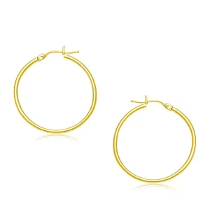 LOVCIA Luxury Glamorous 10k Yellow Gold 30mm Hoop Earrings with Snap Lock Closure