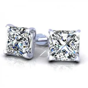 Low cost 0.50CT Round Cut Diamond Stud Earrings in 14KT White Gold