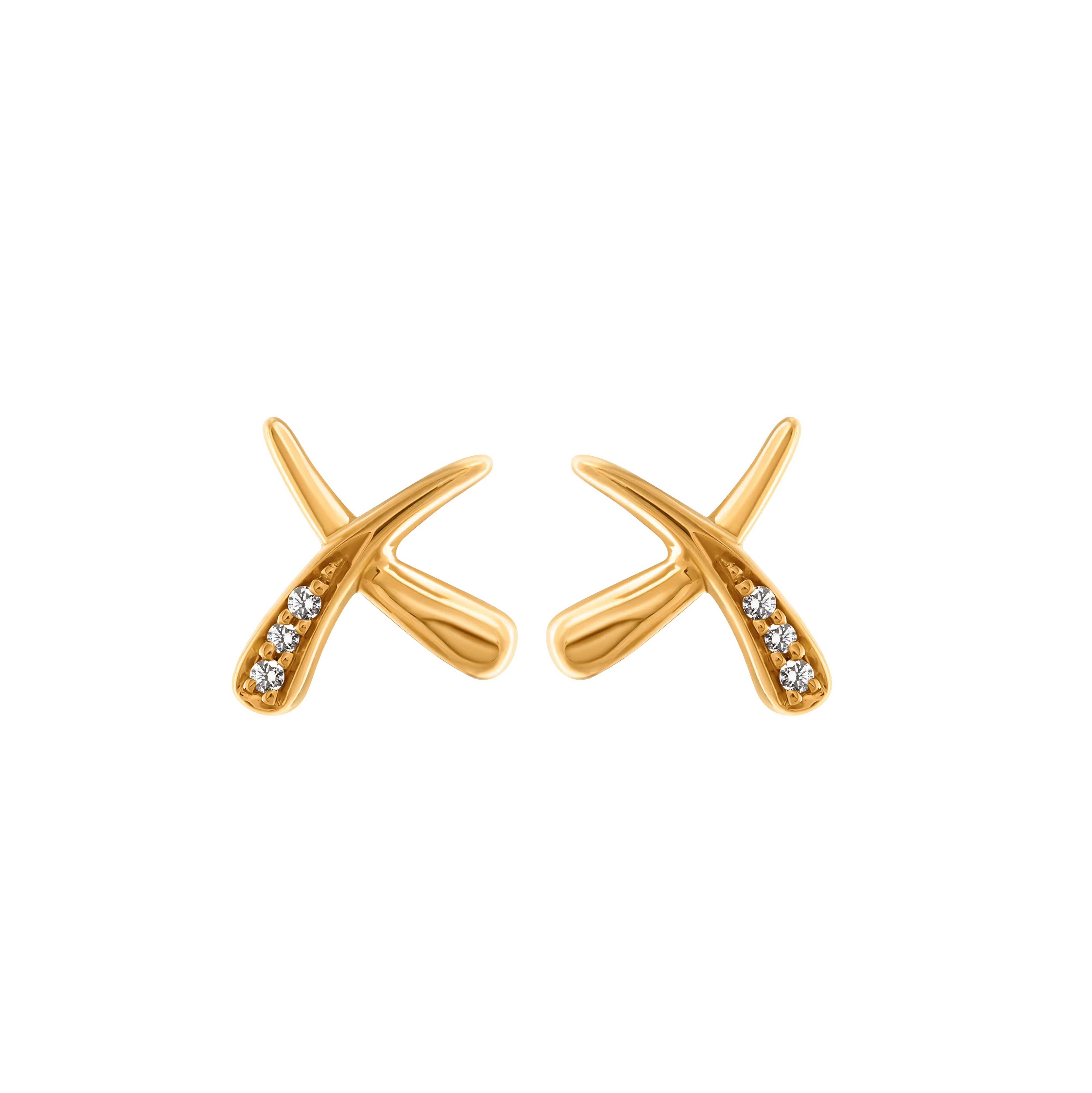 Lucy Q 18ct Gold and Diamond Kiss Stud Earrings