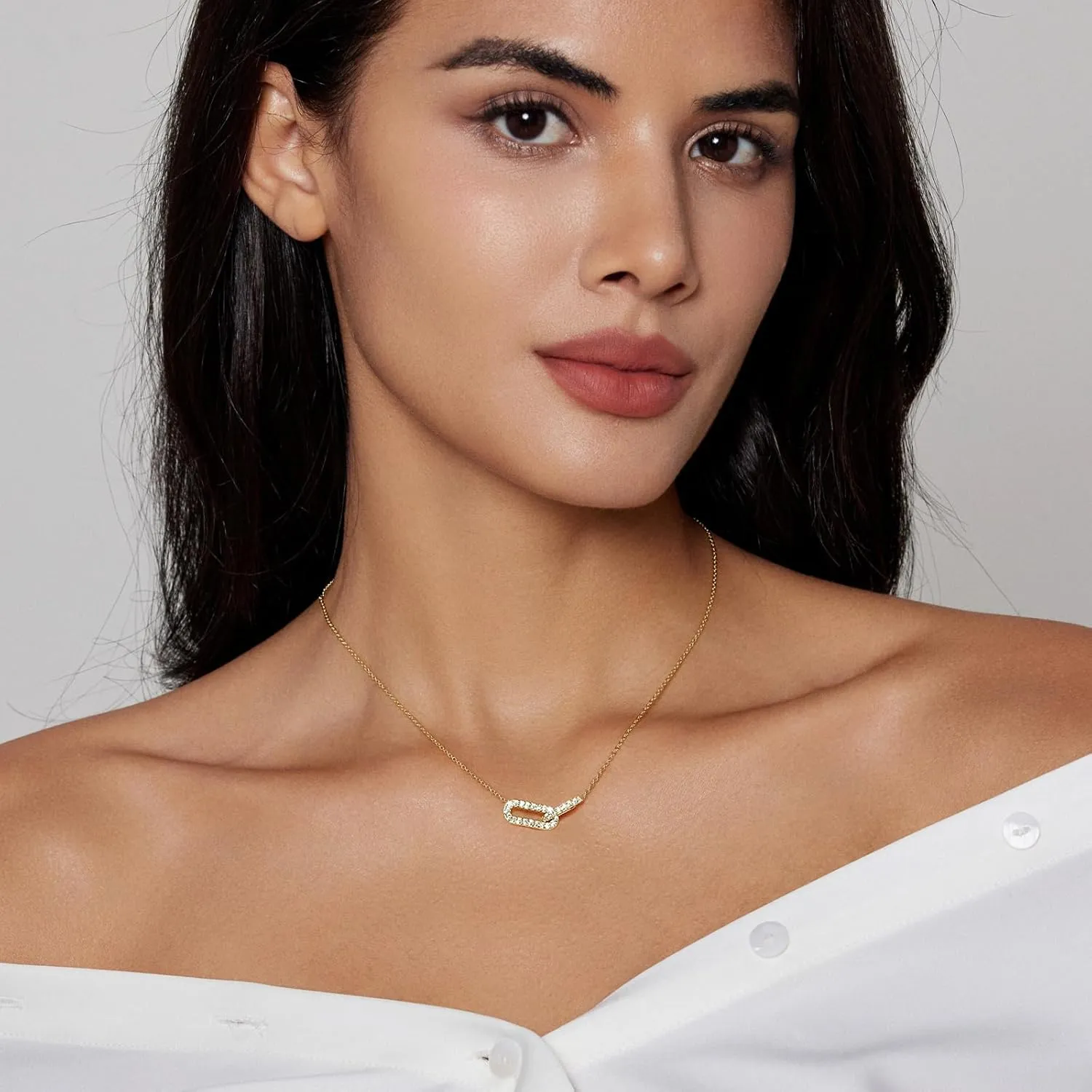 Luxval Diamond Pendant Gold Necklace for WomenDainty 18k Gold Plated Choker Necklaces Simple Gold Jewelry Gifts for Women Girls