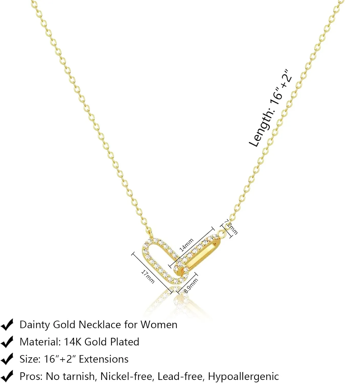 Luxval Diamond Pendant Gold Necklace for WomenDainty 18k Gold Plated Choker Necklaces Simple Gold Jewelry Gifts for Women Girls