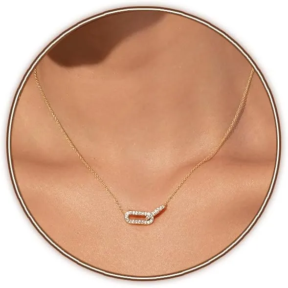 Luxval Diamond Pendant Gold Necklace for WomenDainty 18k Gold Plated Choker Necklaces Simple Gold Jewelry Gifts for Women Girls