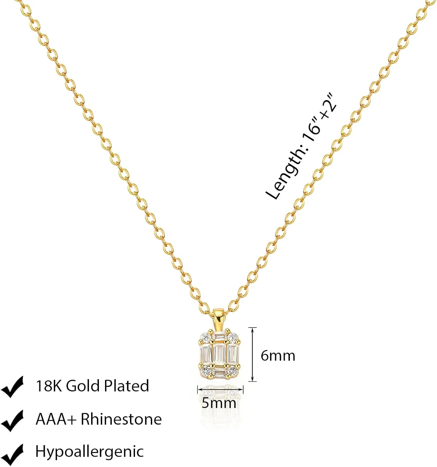 Luxval Diamond Pendant Gold Necklace for Women??Dainty 18k Gold Plated Choker Necklaces Simple Gold Jewelry Gifts for Women Girls