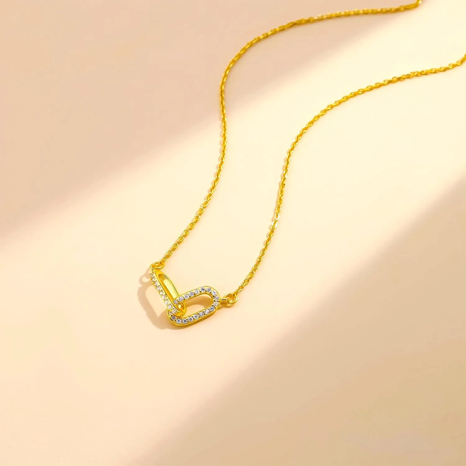 Luxval Diamond Pendant Gold Necklace for WomenDainty 18k Gold Plated Choker Necklaces Simple Gold Jewelry Gifts for Women Girls