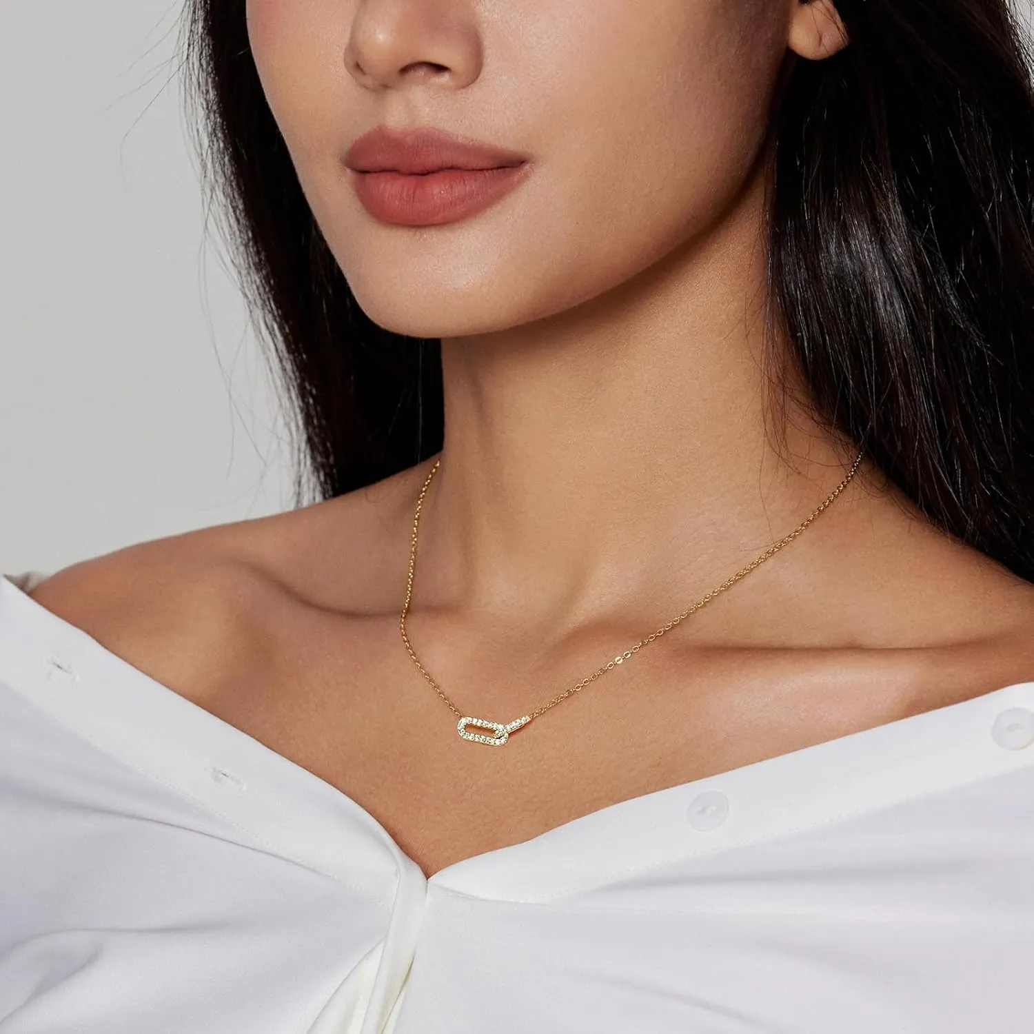 Luxval Diamond Pendant Gold Necklace for WomenDainty 18k Gold Plated Choker Necklaces Simple Gold Jewelry Gifts for Women Girls