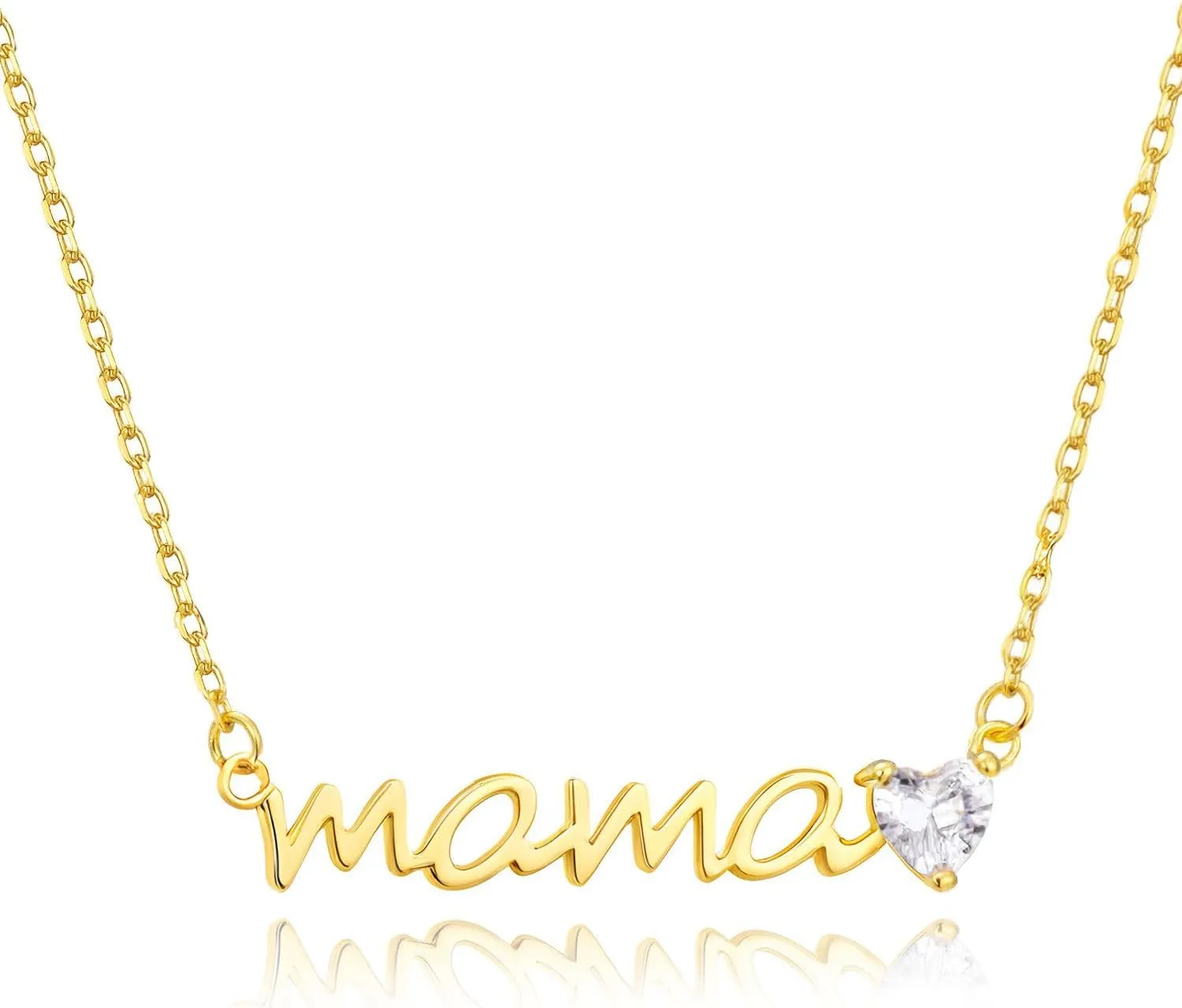 Mama Necklaces for Women Dainty Sterling Silver Mom Necklace Birthstone Necklace Trendy Gold Pendant Cubic Zirconia Necklaces Jewelry