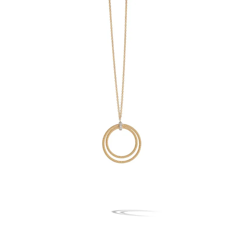 Marco Bicego Bi49 Collection 18K Yellow Gold and Diamond Large Double Circle Necklace