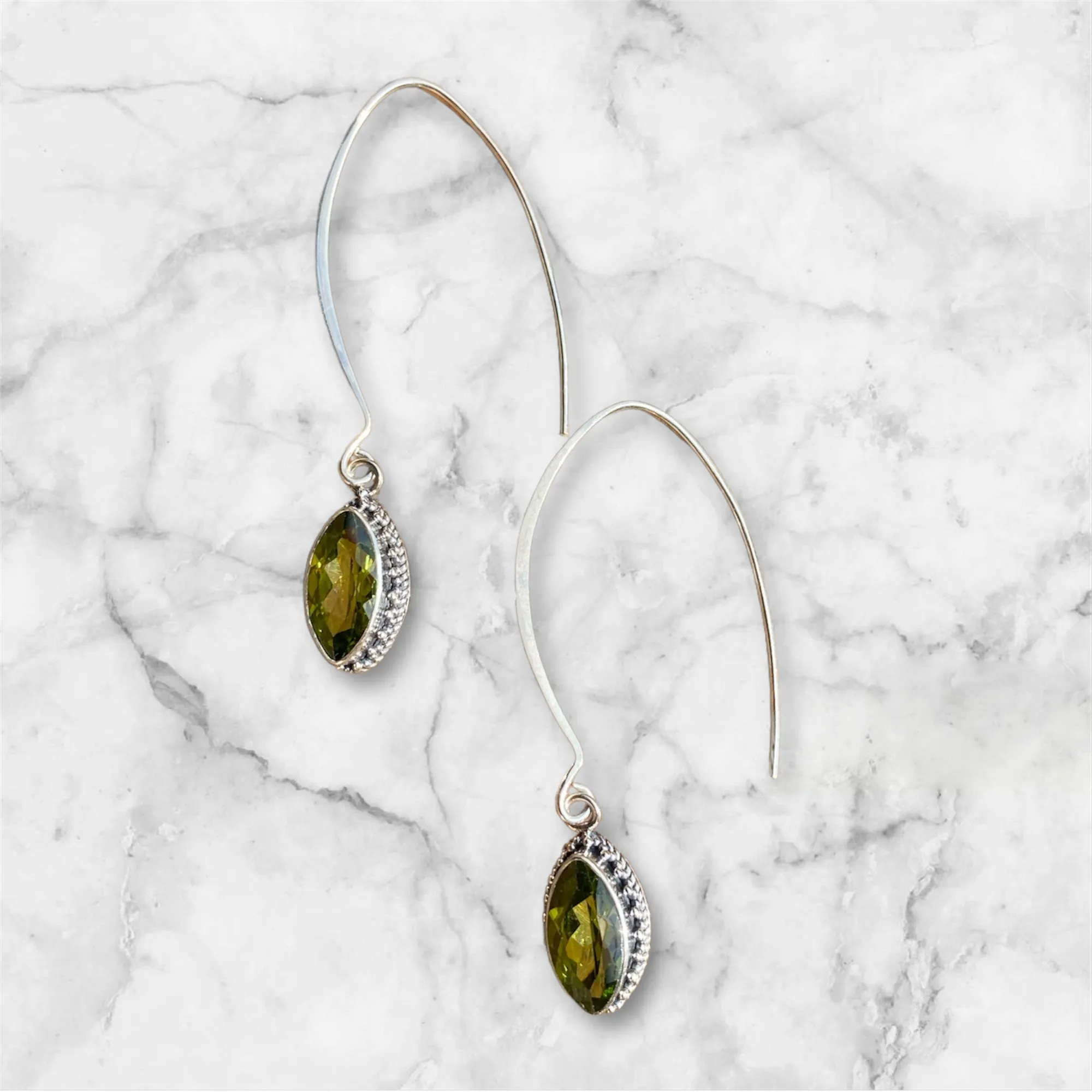 Marquis Cut Gemstone Sterling Silver Earring Varieties
