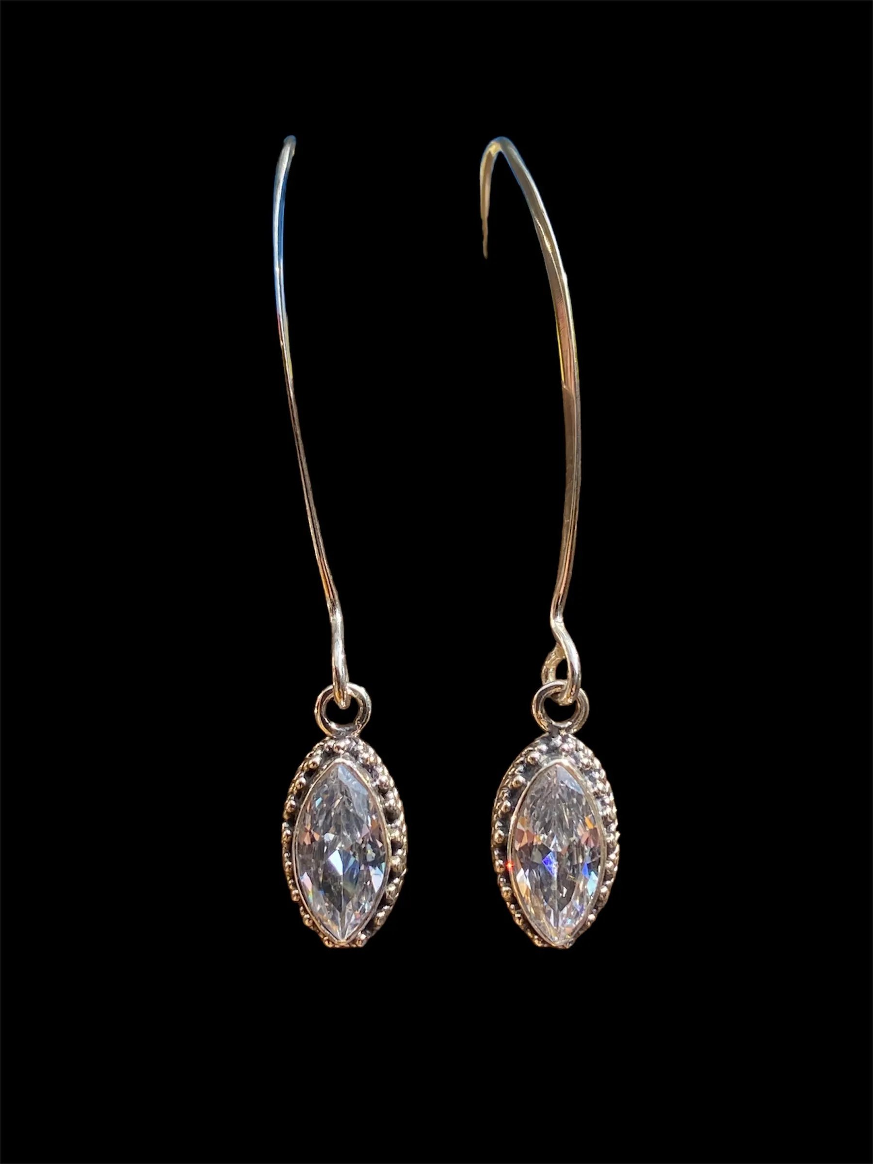 Marquis Cut Gemstone Sterling Silver Earring Varieties