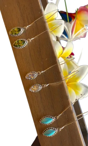 Marquis Cut Gemstone Sterling Silver Earring Varieties