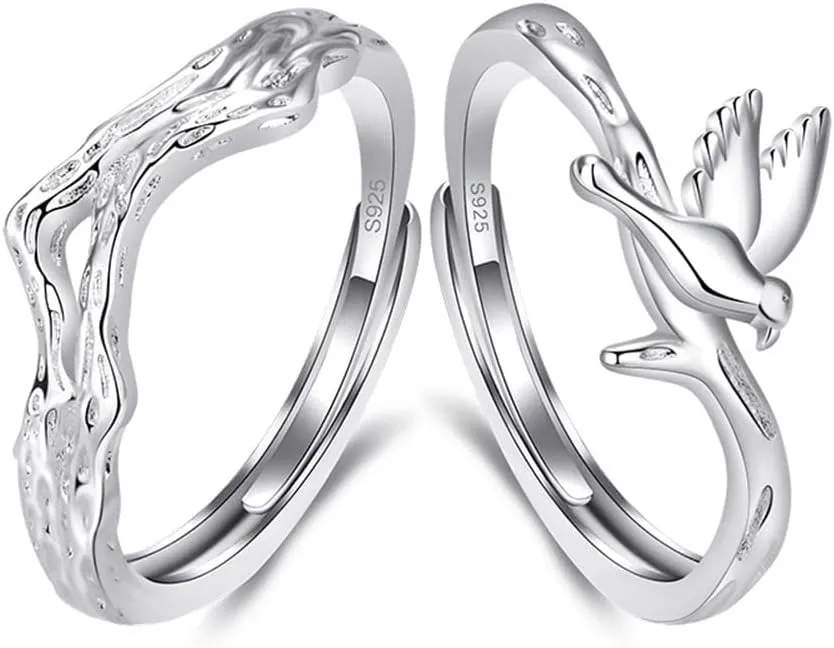 Matching Couple Gifts for Him Her Anniversary Birthday Gifts for Girlfriend Bf Husband Wife Adjustable Couple Rings Gifts