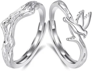 Matching Couple Gifts for Him Her Anniversary Birthday Gifts for Girlfriend Bf Husband Wife Adjustable Couple Rings Gifts