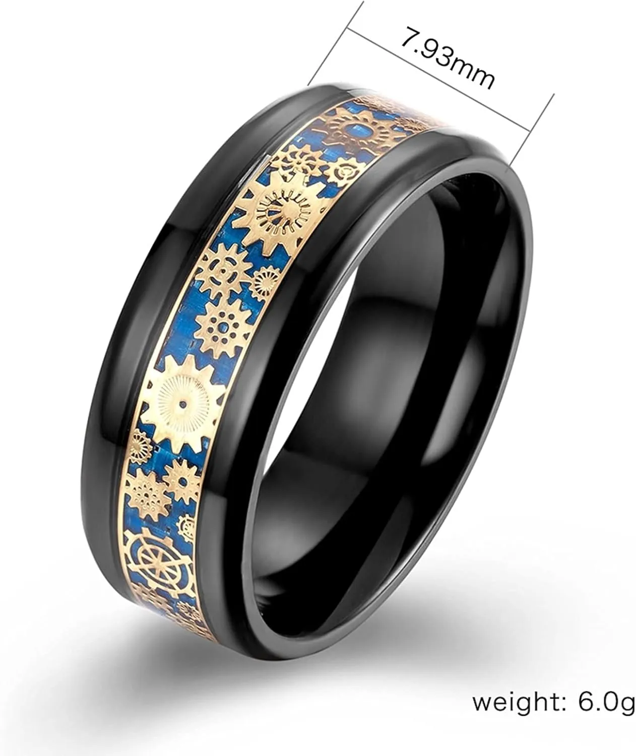 Matching Couple Rings Silver Black Ring Gear Carbon Fiber, Stainless Steel Couple Rings