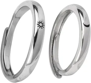 Matching Rings for 2 Couples Sun and Moon Ring Gifts for Girlfriend Boyfriend Adjustable Engagement Ring for Women Men Wedding Gifts for Couple Birthday Chrsitmas Gift for Husband Wife