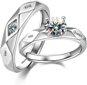 Matching Rings for Couples Promise Rings for Him & Her Engagement Wedding Rings Set Adjustable Silver Couple Rings Statement Rings Valentines Day Gifts