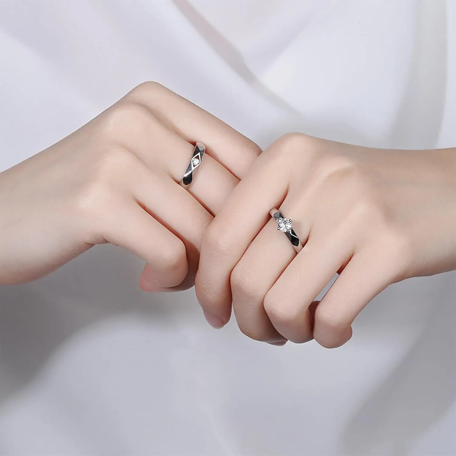 Matching Rings for Couples Promise Rings for Him & Her Engagement Wedding Rings Set Adjustable Silver Couple Rings Statement Rings Valentines Day Gifts