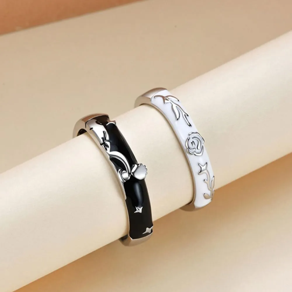 Matching Rings for Couples - Romantic Heart Design | Adjustable Hypoallergenic Wedding Bands Engagement Ring Sets for Him and Her Valentine's Day Gifts