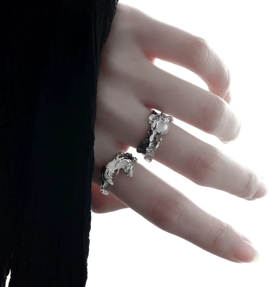 Matching Rings for Couples - Romantic Heart Design | Adjustable Hypoallergenic Wedding Bands Engagement Ring Sets for Him and Her Valentine's Day Gifts