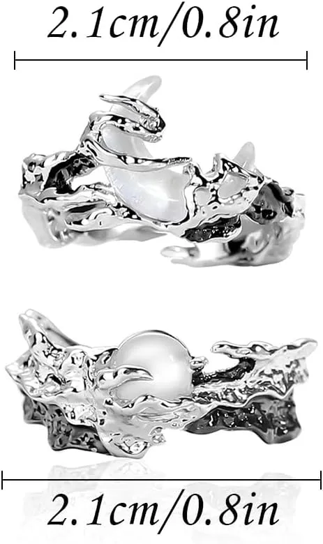 Matching Rings for Couples - Romantic Heart Design | Adjustable Hypoallergenic Wedding Bands Engagement Ring Sets for Him and Her Valentine's Day Gifts
