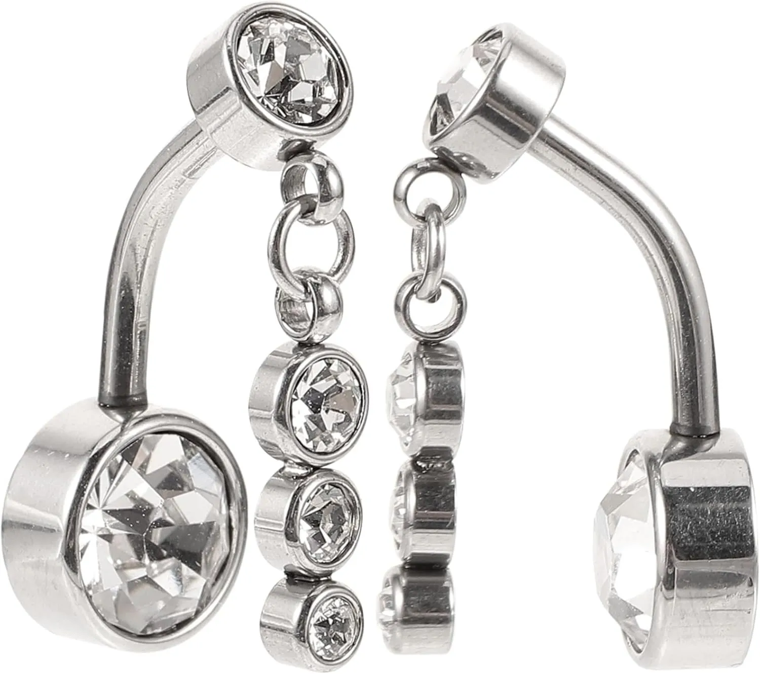 Maternity Belly Button Ring 2pcs Gold Plated Navel Ring Rhinestones Women's Piercing Jewelry Set