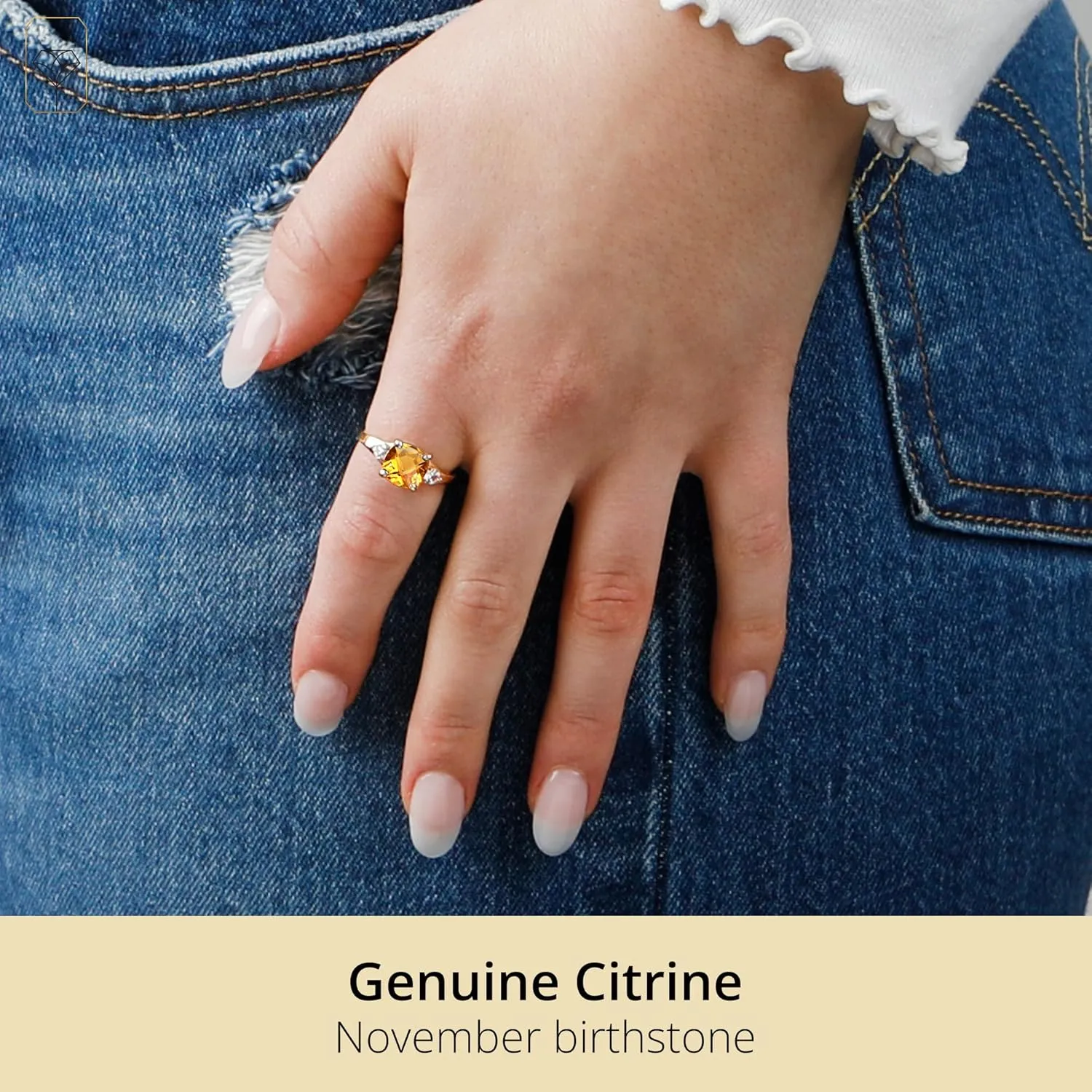 MAX   STONE 10k Gold Gemstone Rings for Women | Cushion Cut Three Stone Ring | Anti Tarnishing Birthstone Rings | Cocktail Ring with Gift Box in Size 5 to 9
