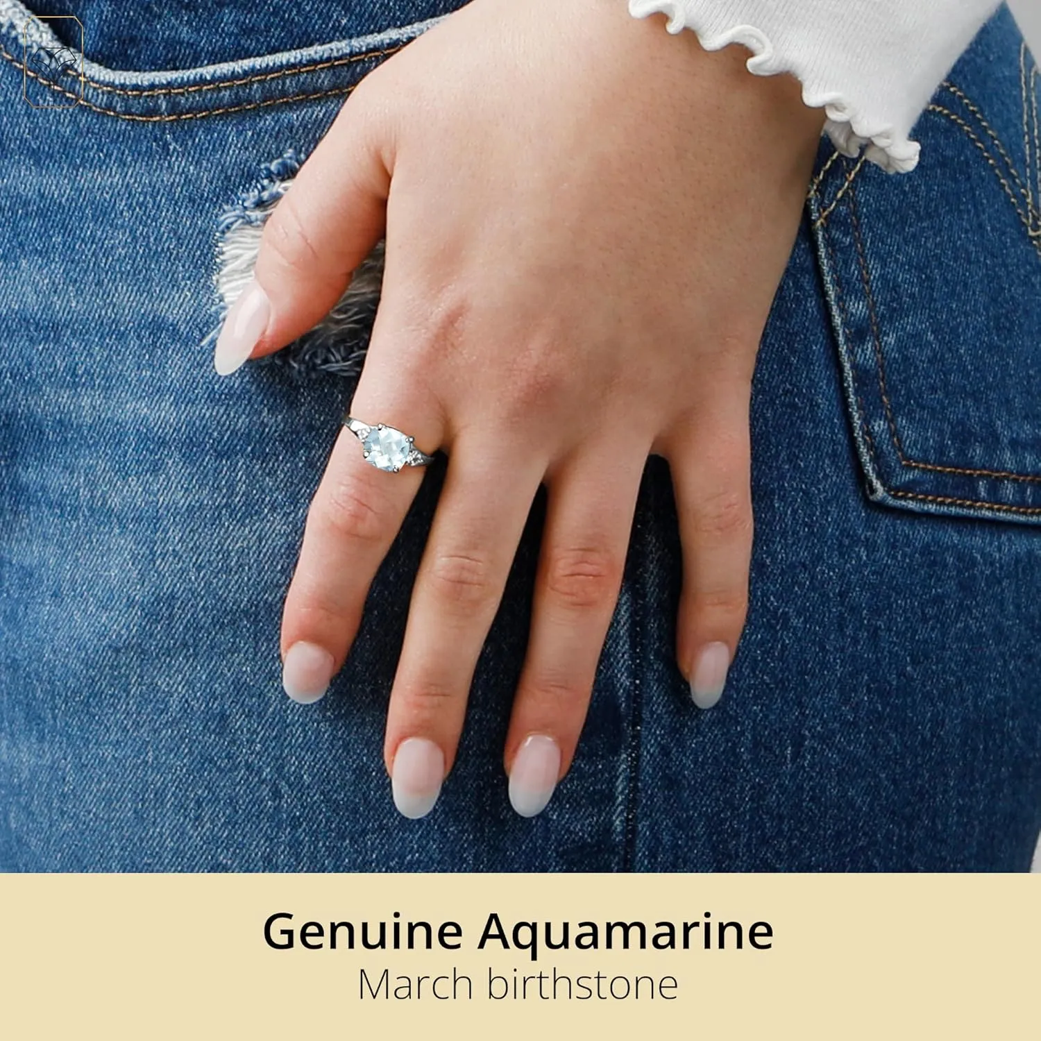 MAX   STONE 10k Gold Gemstone Rings for Women | Cushion Cut Three Stone Ring | Anti Tarnishing Birthstone Rings | Cocktail Ring with Gift Box in Size 5 to 9