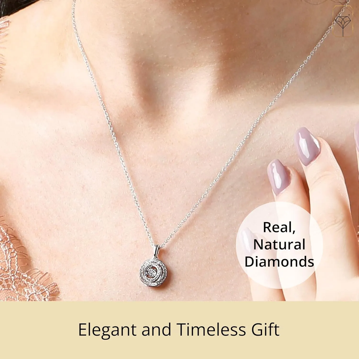 MAX   STONE Dancing Diamond Necklace for Women | Sterling Silver Pendant With 18 Inch Chain | Real Diamond Jewelry